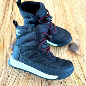Sorel Kids Black Snow Boots with Red Laces
